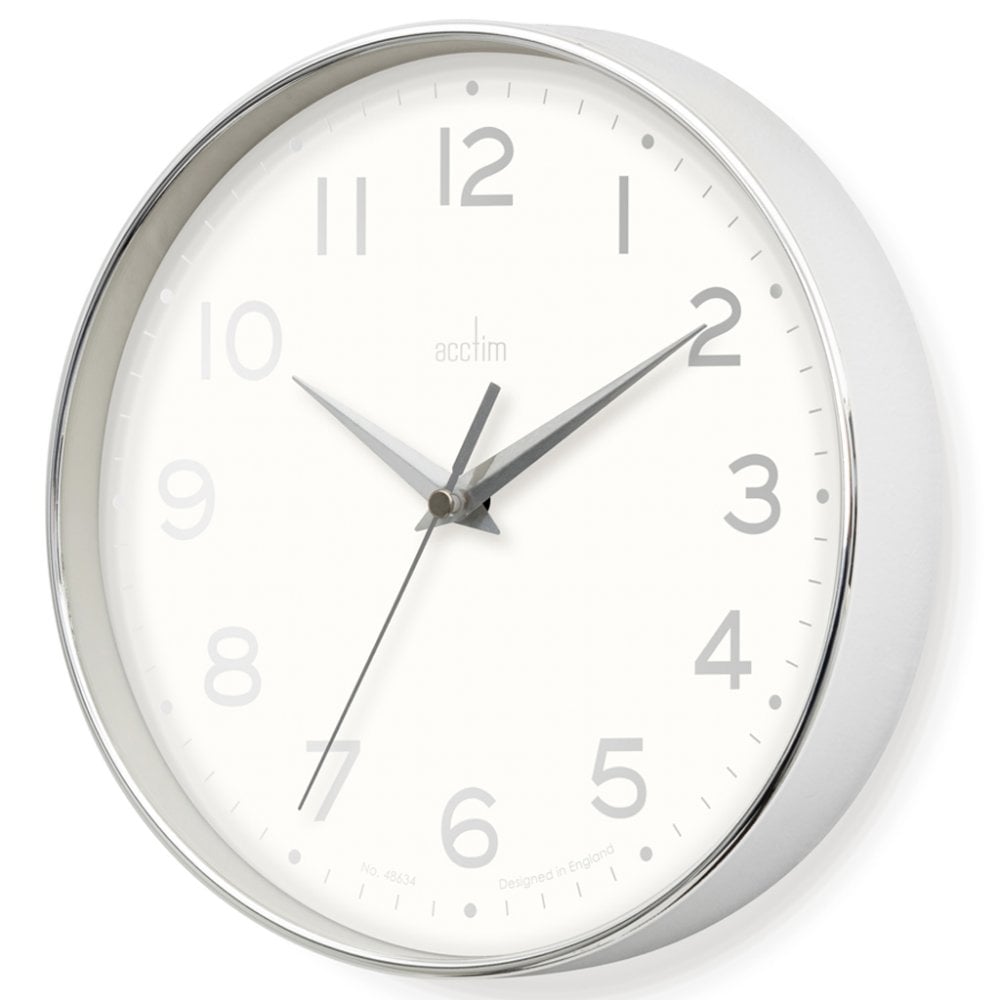Silver Tone Round Quartz Wall Clock 20cm Rand 22992