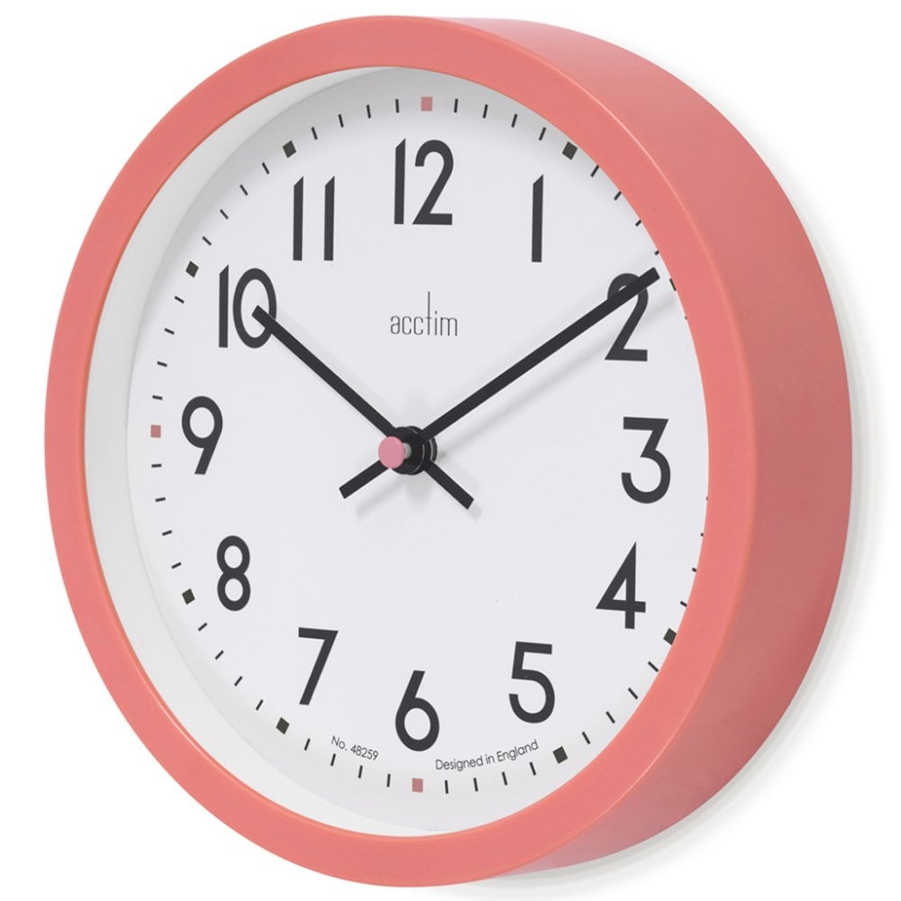 Pink Round Battery Wall Clock 20cm Elstow 22860