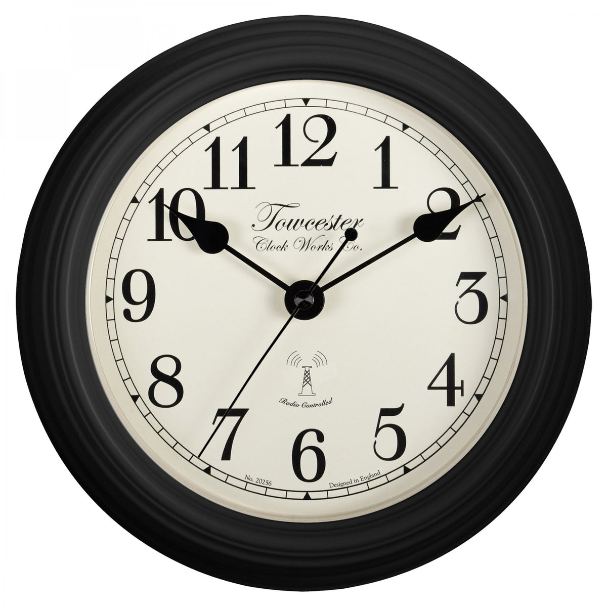 Radio Controlled Round Black Battery Wall Clock Fairford 85463