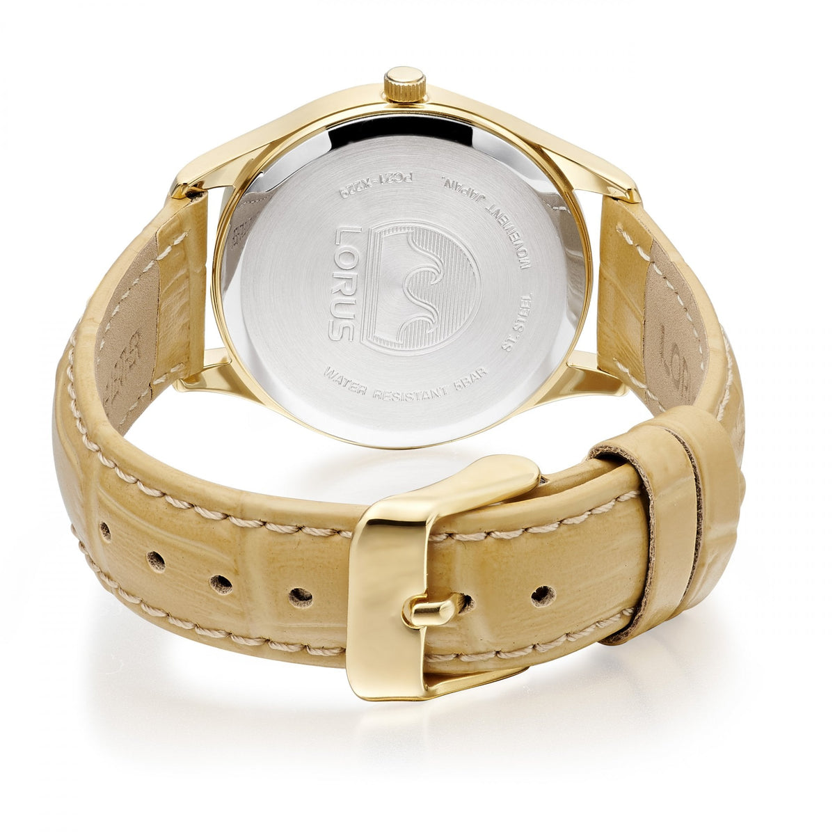 Ladies Gold Tone Beige Leather Strap Watch RG222WX9