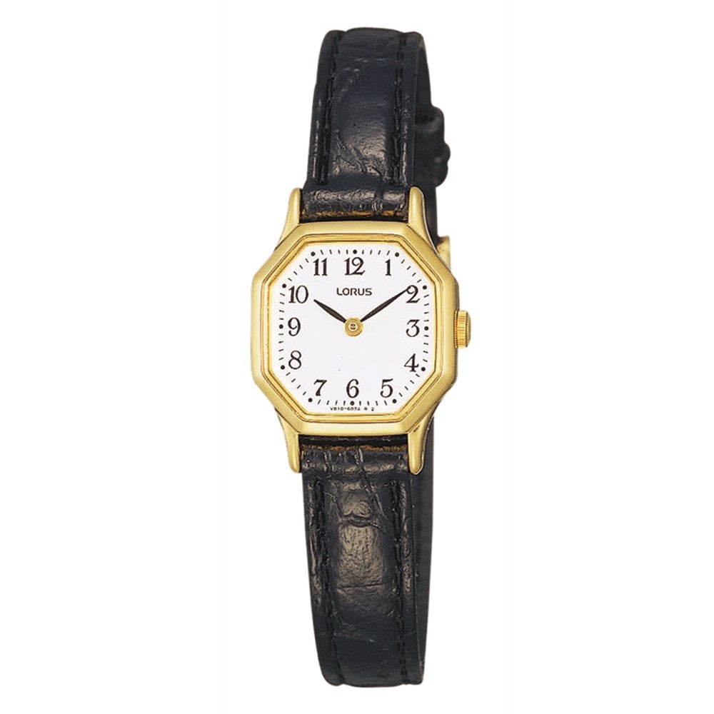 Ladies Octagonal Steel Watch with Leather Strap RJ472BX9