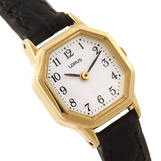 Ladies Octagonal Steel Watch with Leather Strap RJ472BX9