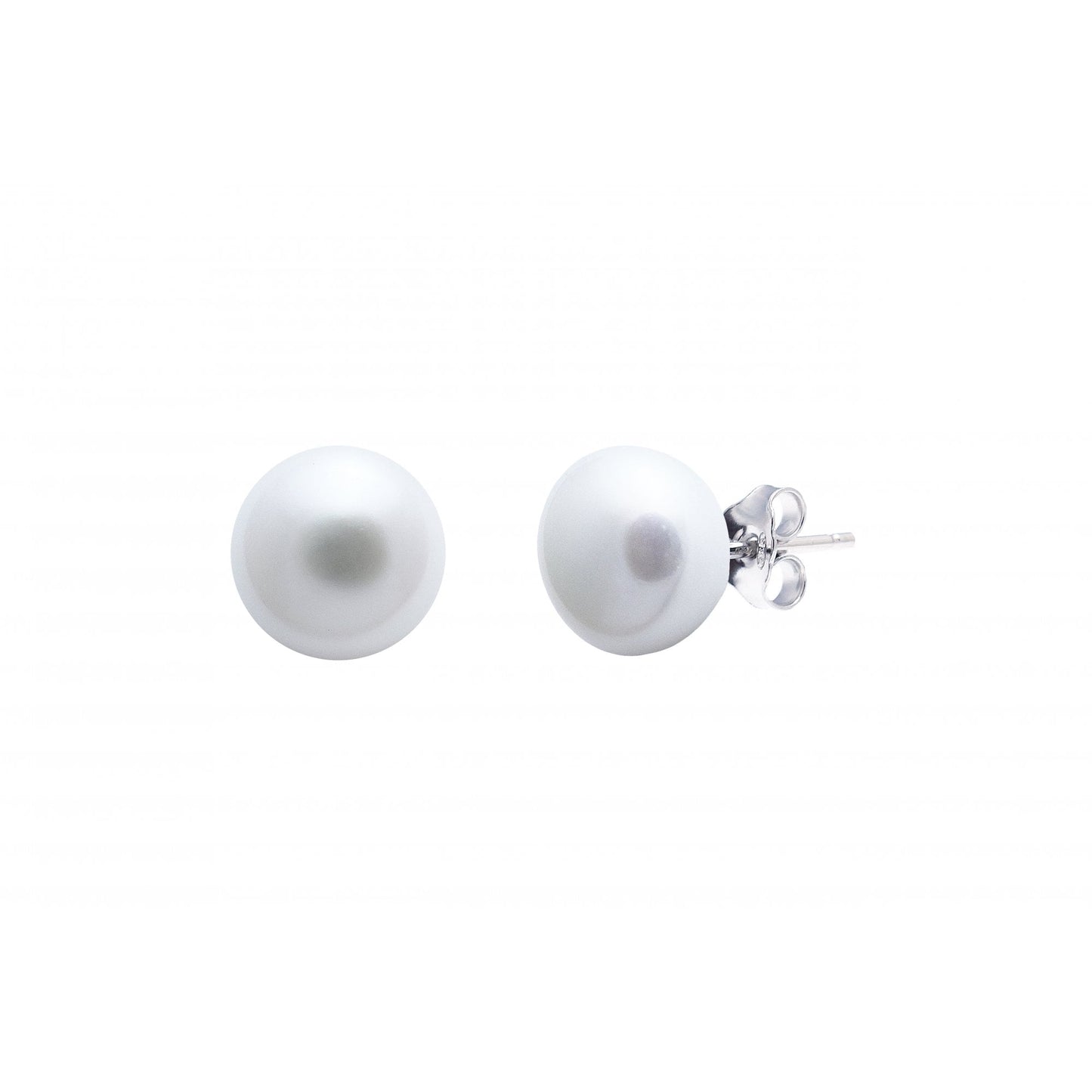 Ladies Silver White Freshwater Pearl Stud Earrings