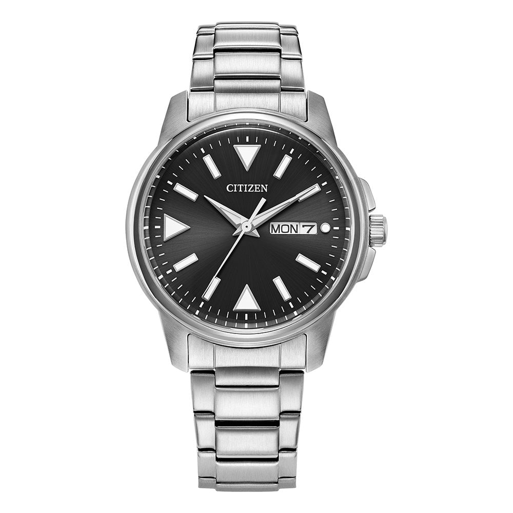 Gents Steel Eco-Drive Watch on Bracelet, Day & Date BM8180-62E