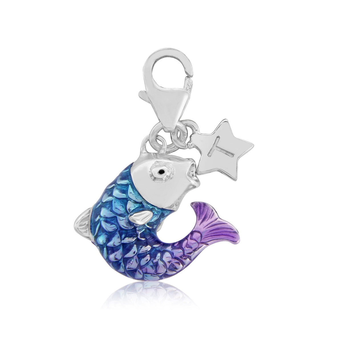 Sterling Silver Ladies Enamel Fish Clip on Charm SCH310