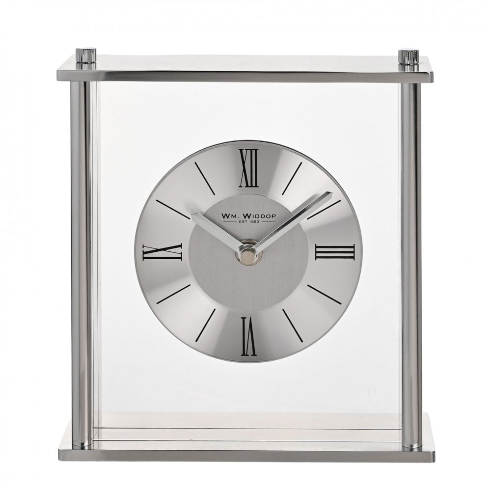Silver Tone Battery Mantel Clock W3429