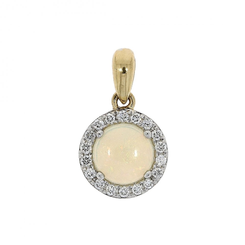 Ladies 18ct Gold Opal and Diamond Pendant