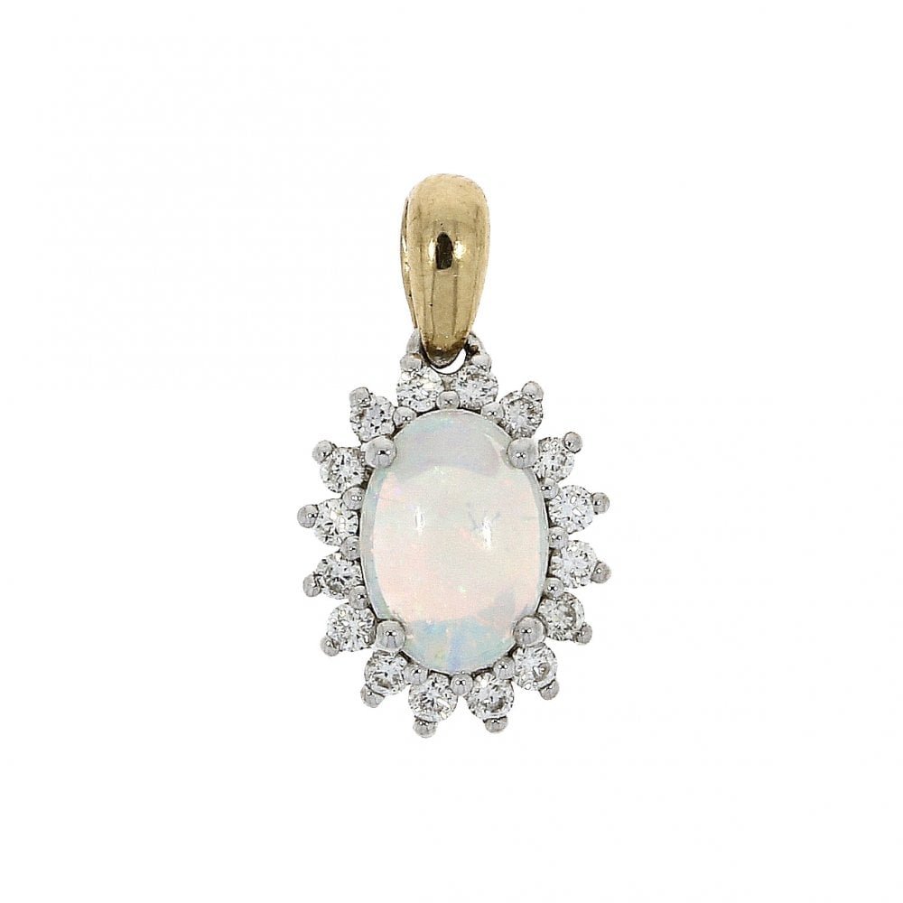 18ct Gold Ladies Opal and Diamond Pendant