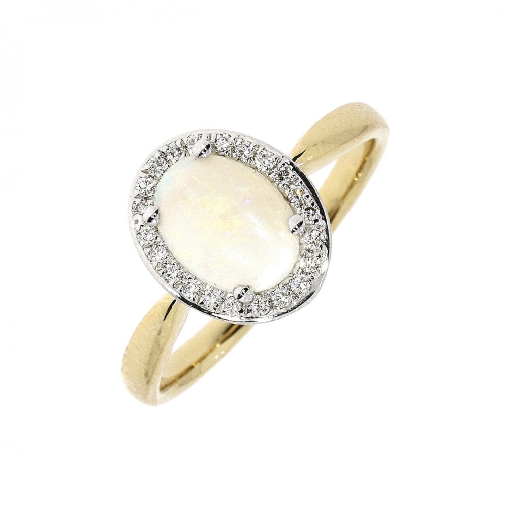 Ladies 18ct Opal and Diamond Cluster Dress Ring