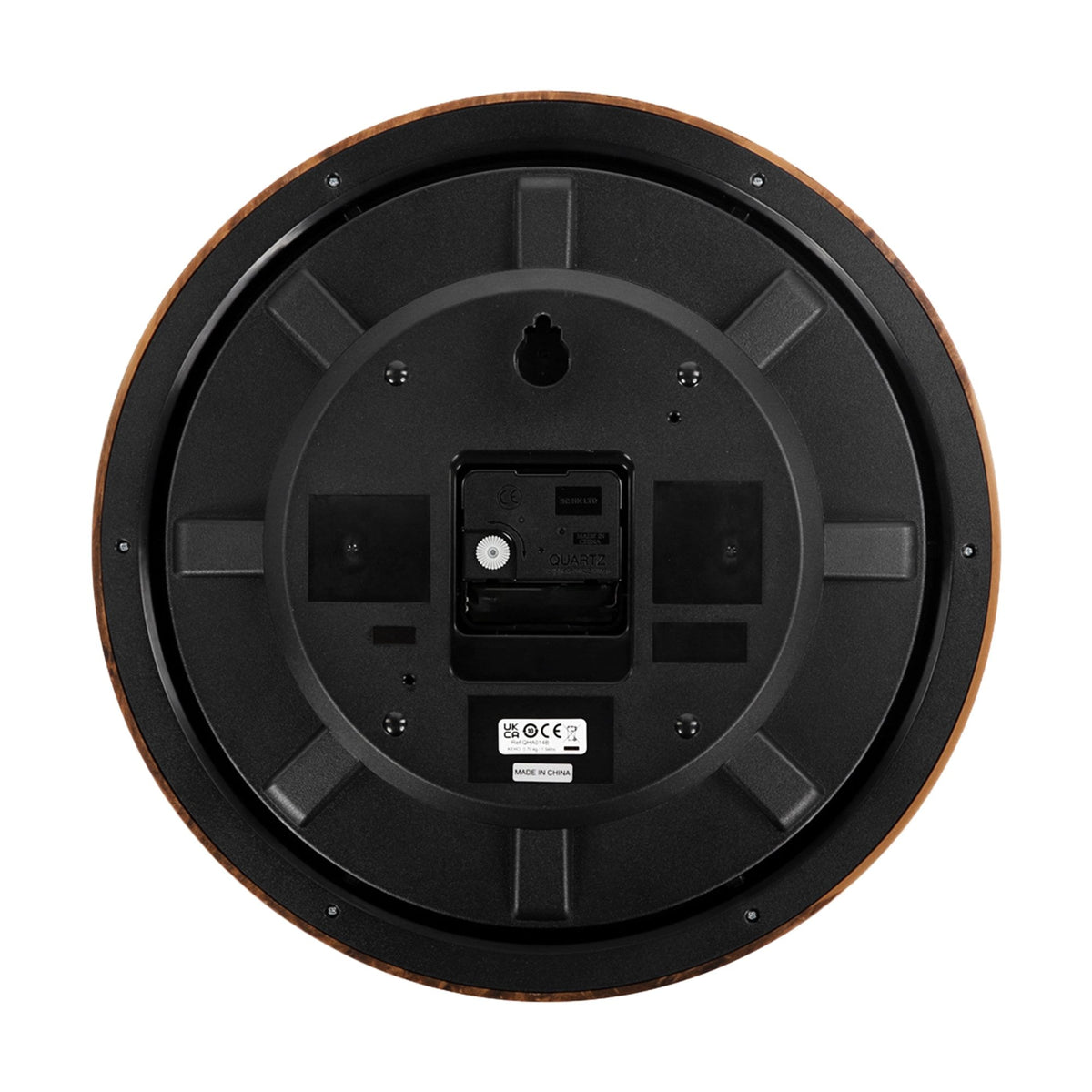 Round Battery Brown Wall Clock, Clear Face QHA014B