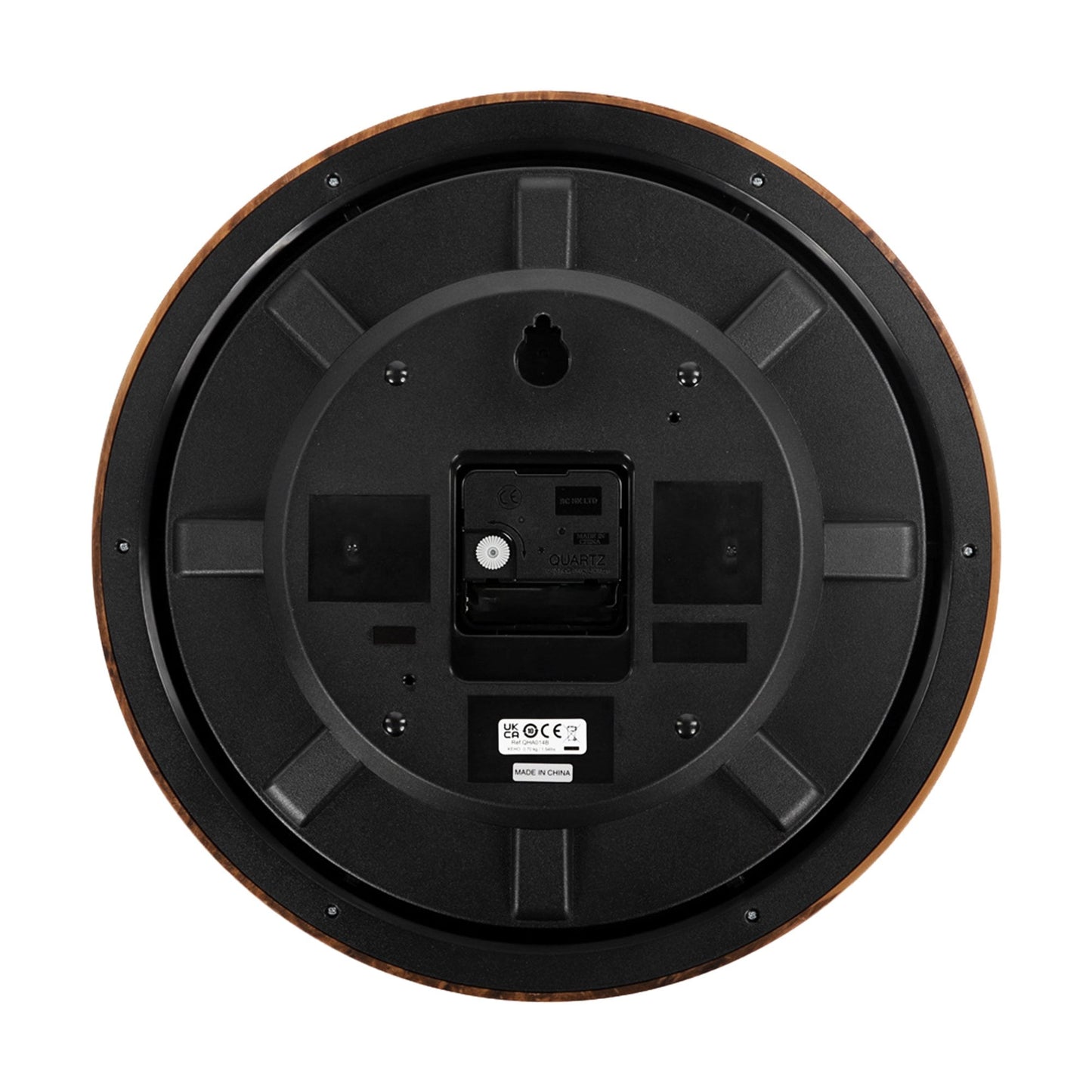 Round Battery Brown Wall Clock, Clear Face QHA014B