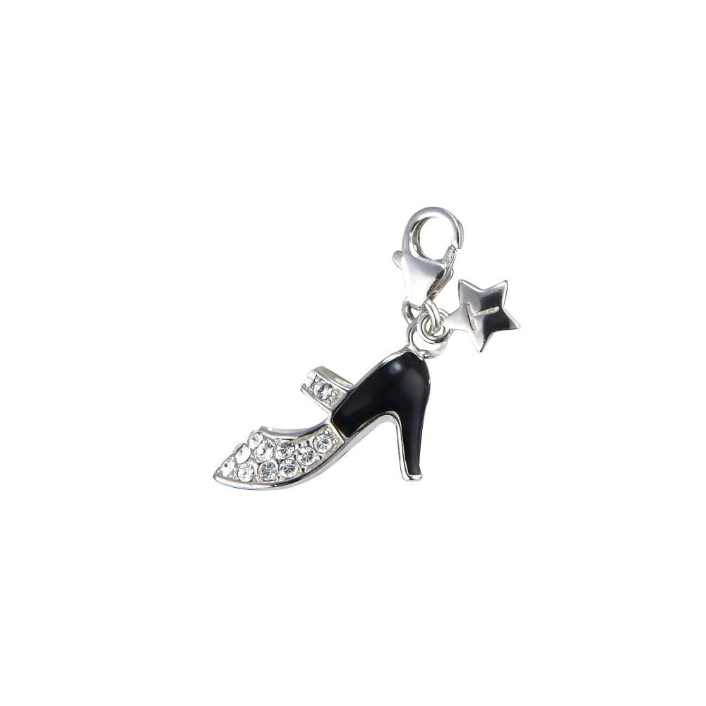 Ladies Sterling Silver Black Shoe Clip on Charm SCH159