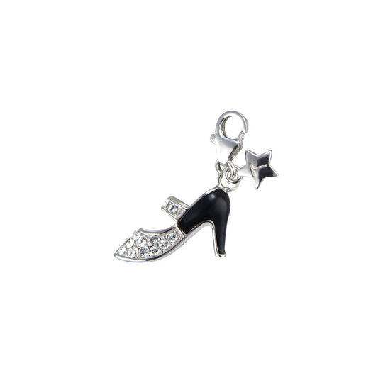 Ladies Sterling Silver Black Shoe Clip on Charm SCH159