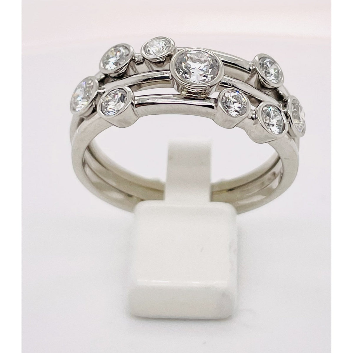 Ladies Platinum Diamond Half Eternity Dress Ring