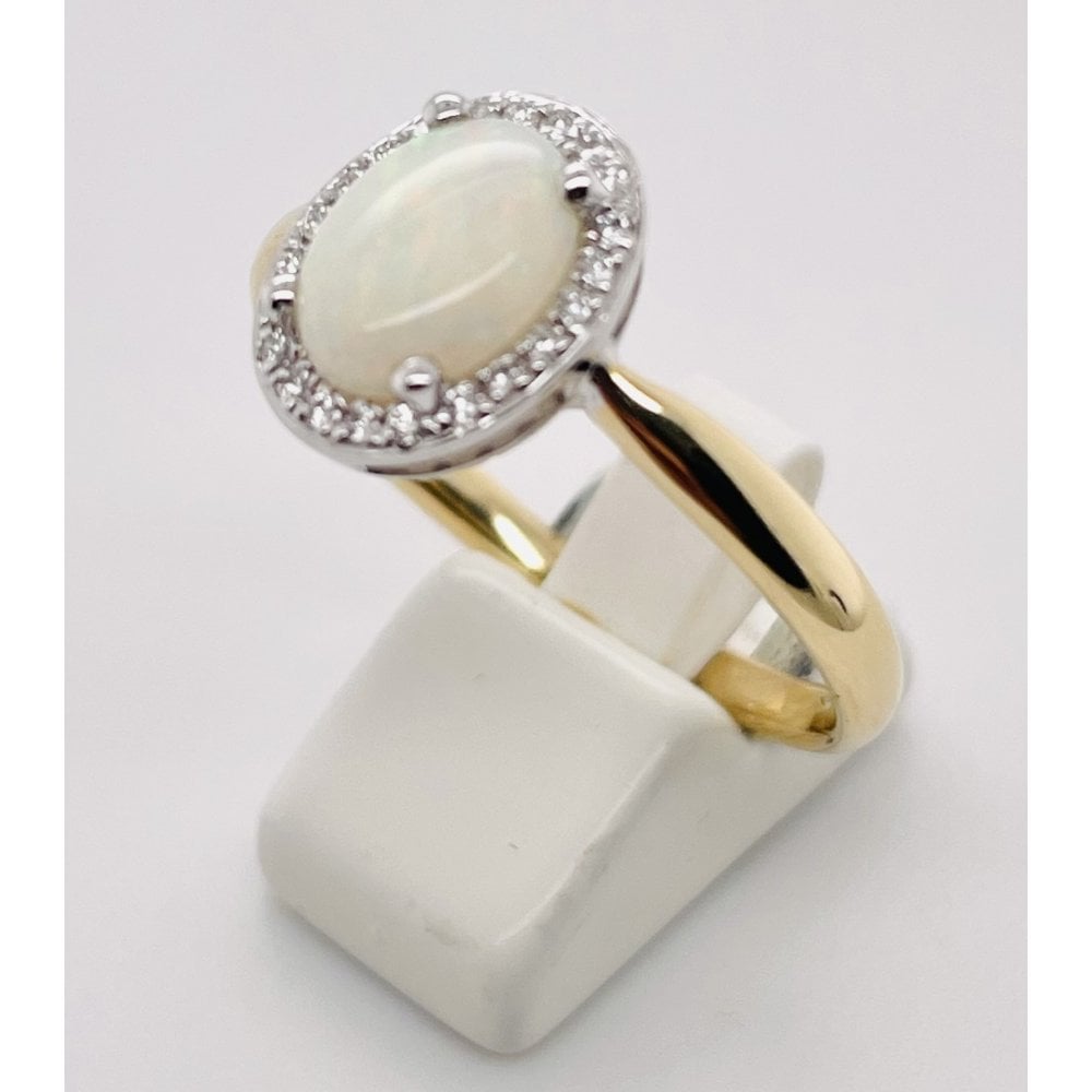 Ladies 18ct Opal and Diamond Cluster Dress Ring