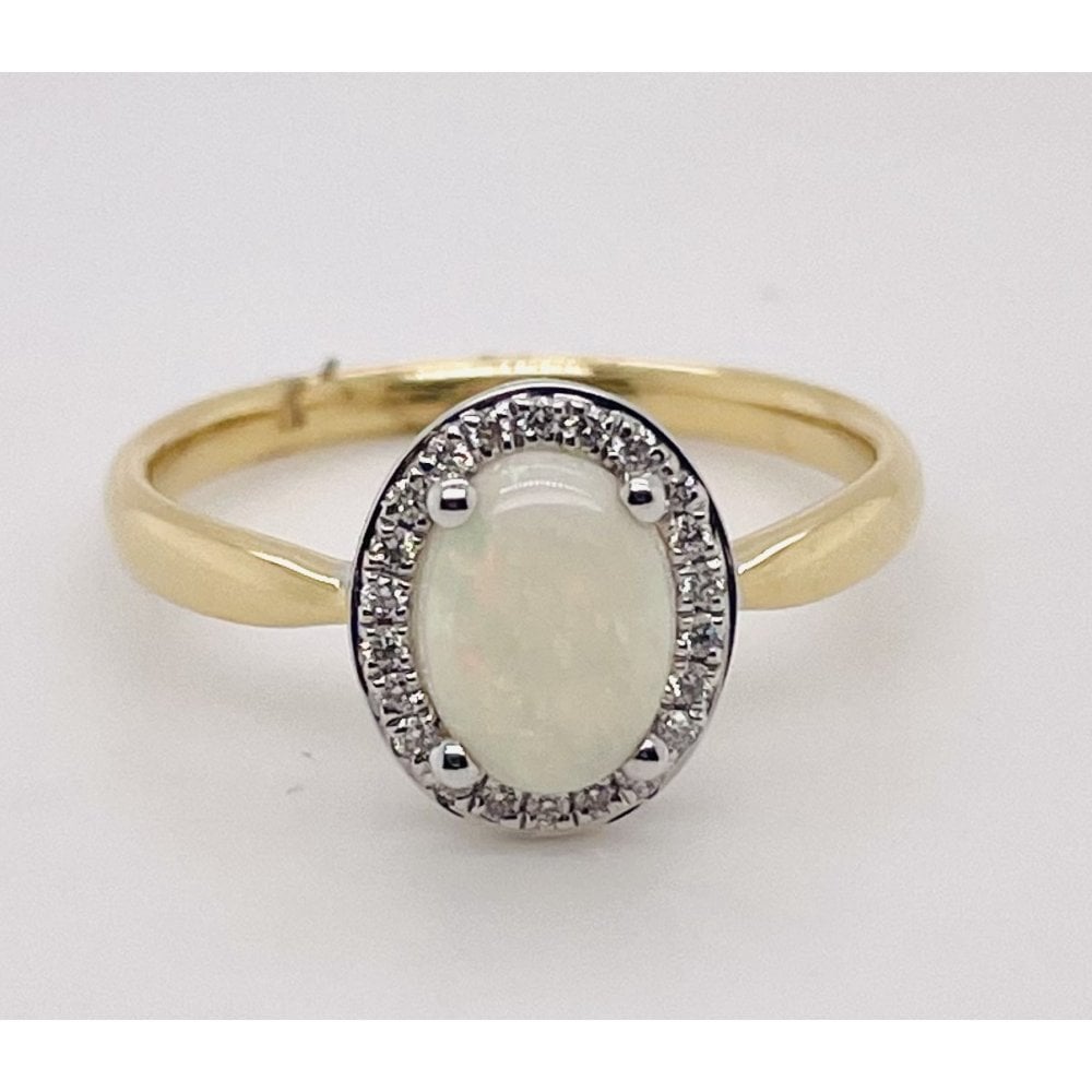Ladies 18ct Opal and Diamond Cluster Dress Ring