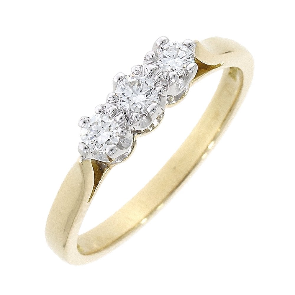 Ladies 18ct Gold Three Stone Diamond Engagement Ring 0.25ct