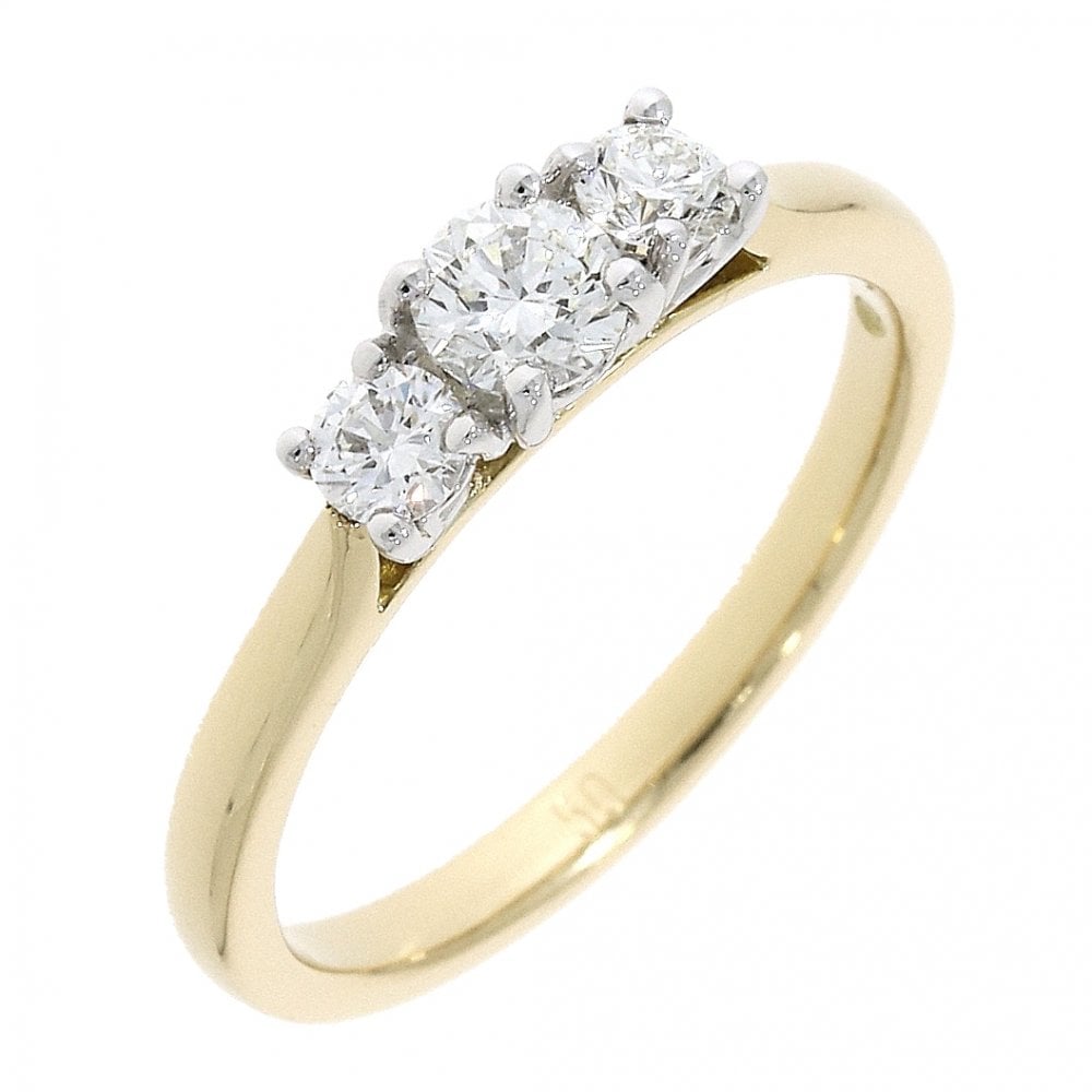 Ladies 18ct Gold Three Stone Diamond Engagement Ring 0.5ct