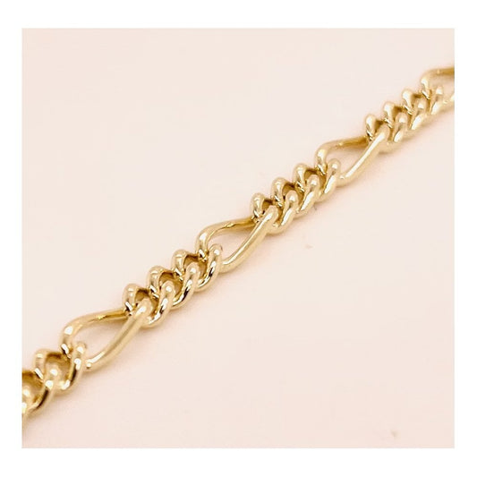 Ladies 9ct Yellow Gold Solid Figaro Bracelet 19cm