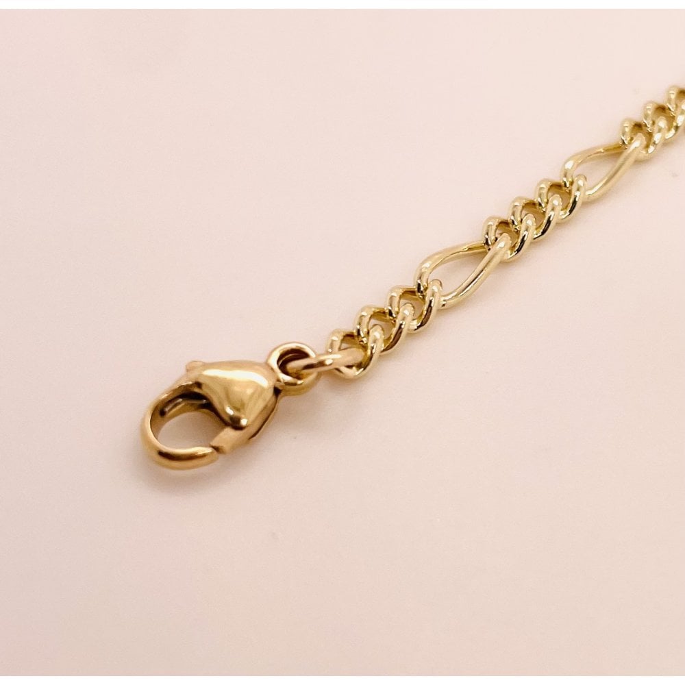 Ladies 9ct Yellow Gold Solid Figaro Bracelet 19cm