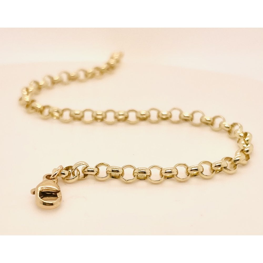 Ladies 9ct Yellow Gold Round Belcher Bracelet 19cm