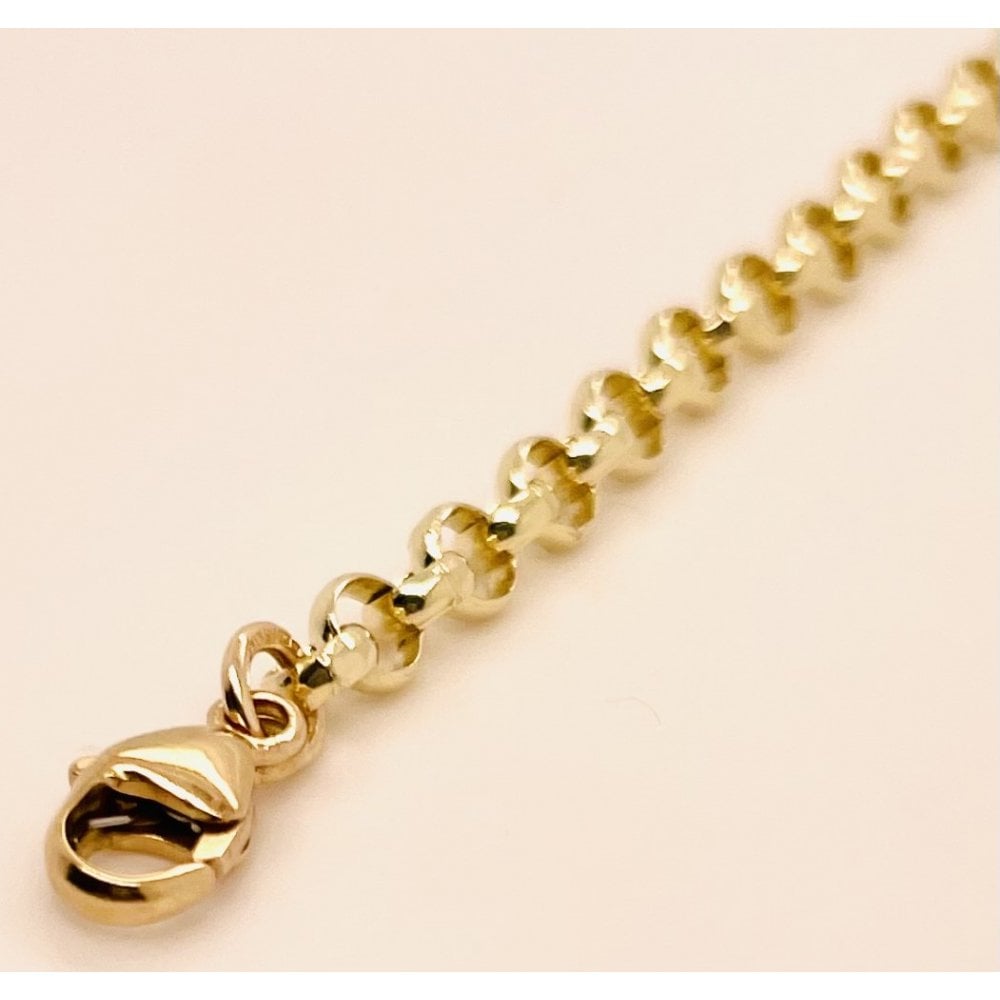 Ladies 9ct Yellow Gold Round Belcher Bracelet 19cm