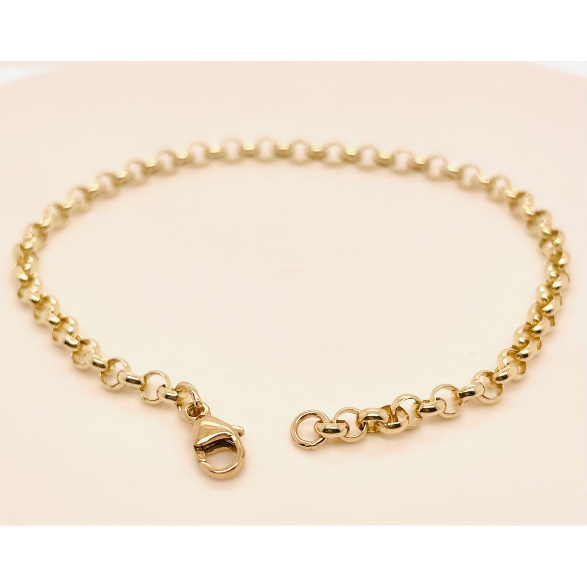 Ladies 9ct Yellow Gold Round Belcher Bracelet 19cm
