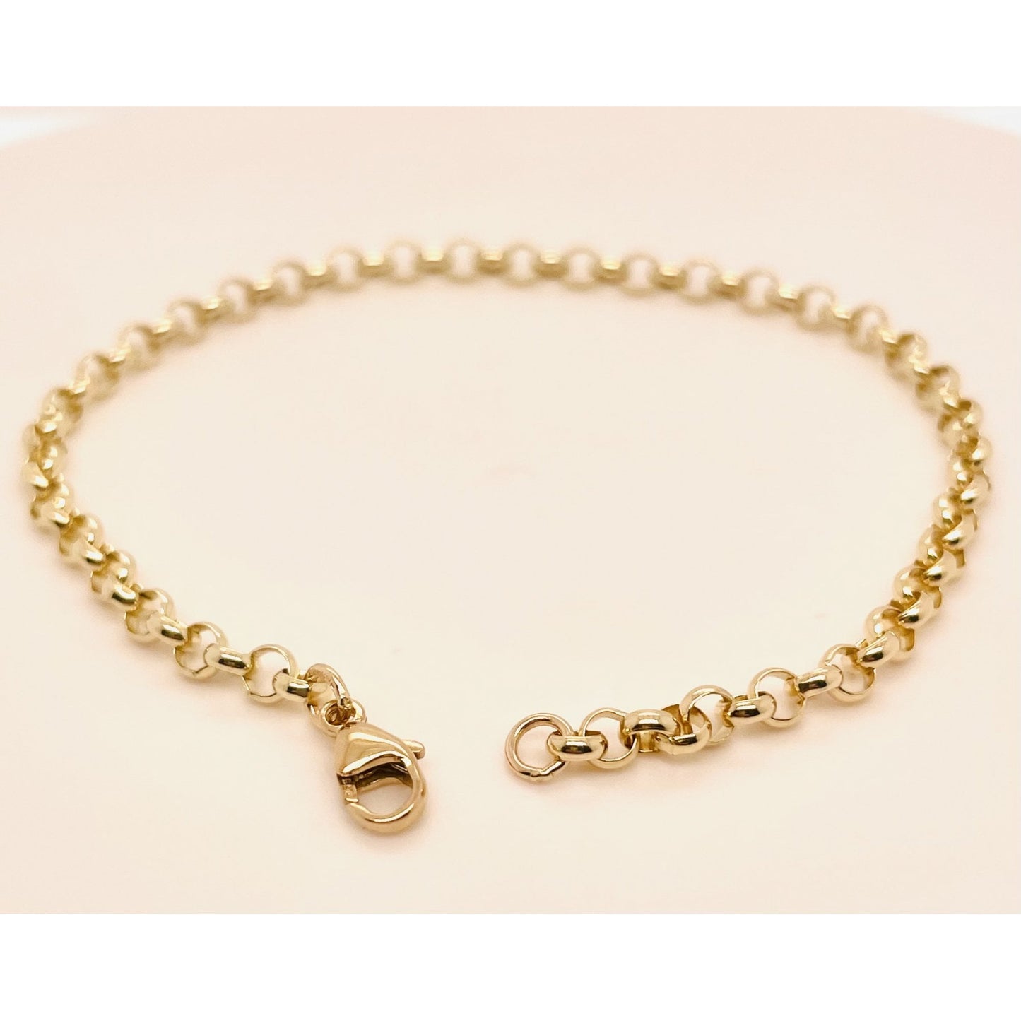 Ladies 9ct Yellow Gold Round Belcher Bracelet 19cm