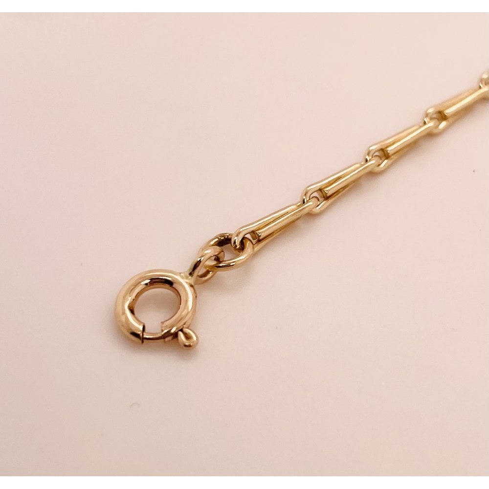 Ladies 9ct Yellow Gold Solid Link Hayseed Bracelet 19cm