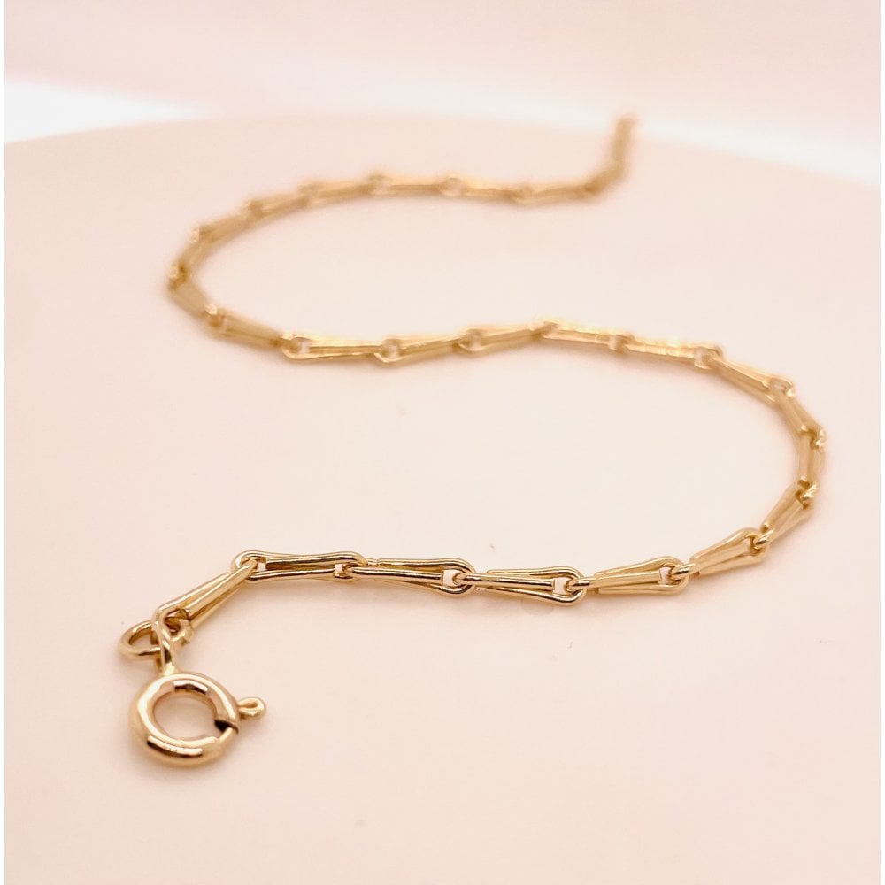 Ladies 9ct Yellow Gold Solid Link Hayseed Bracelet 19cm