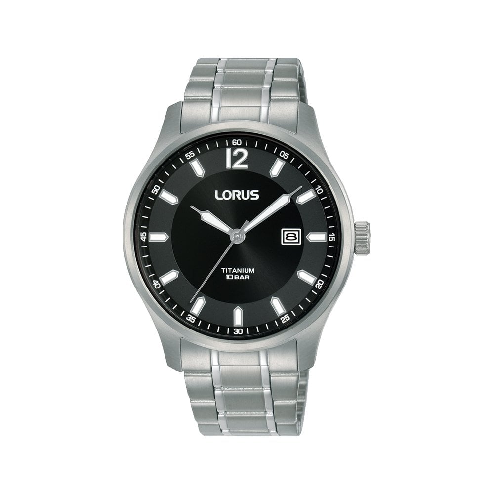 Gents Quartz Titanium Black Dial Watch On Bracelet RH995QX9