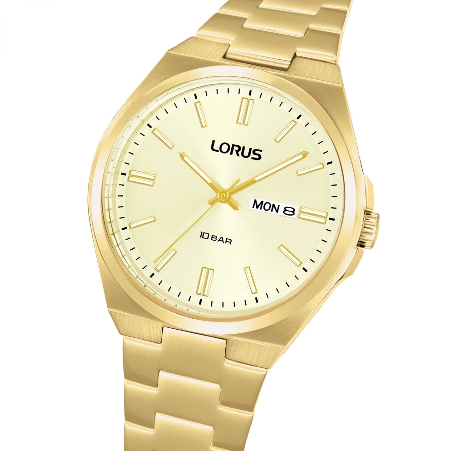 Gents Gold Tone Steel Battery Bracelet Watch Day & Date RH400AX9