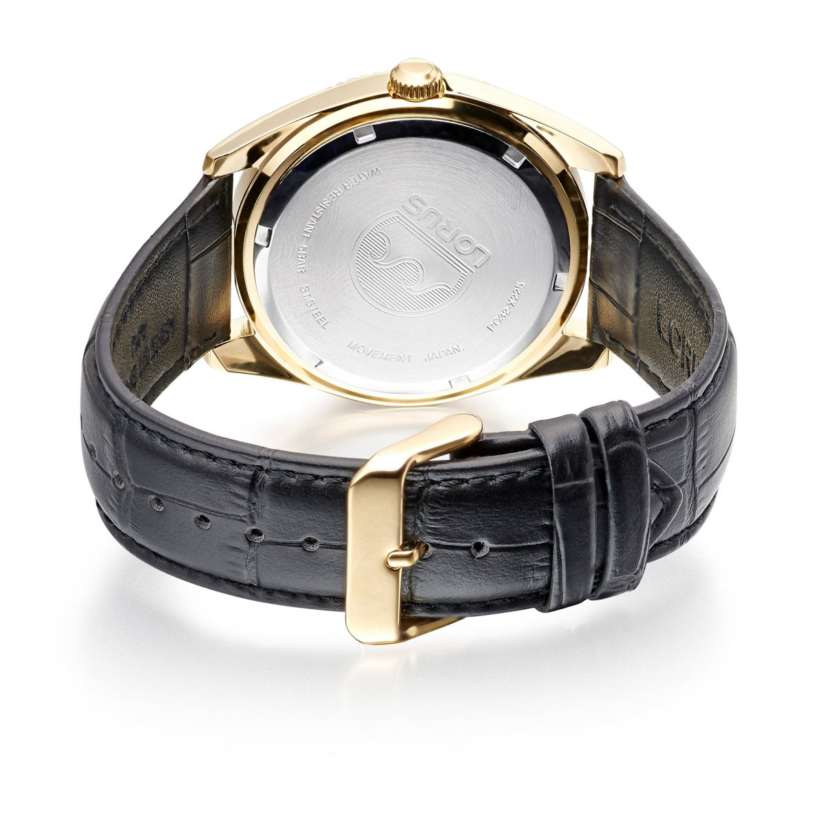 Gents Gold Tone Quartz Watch on Leather Strap Date RH976QX9