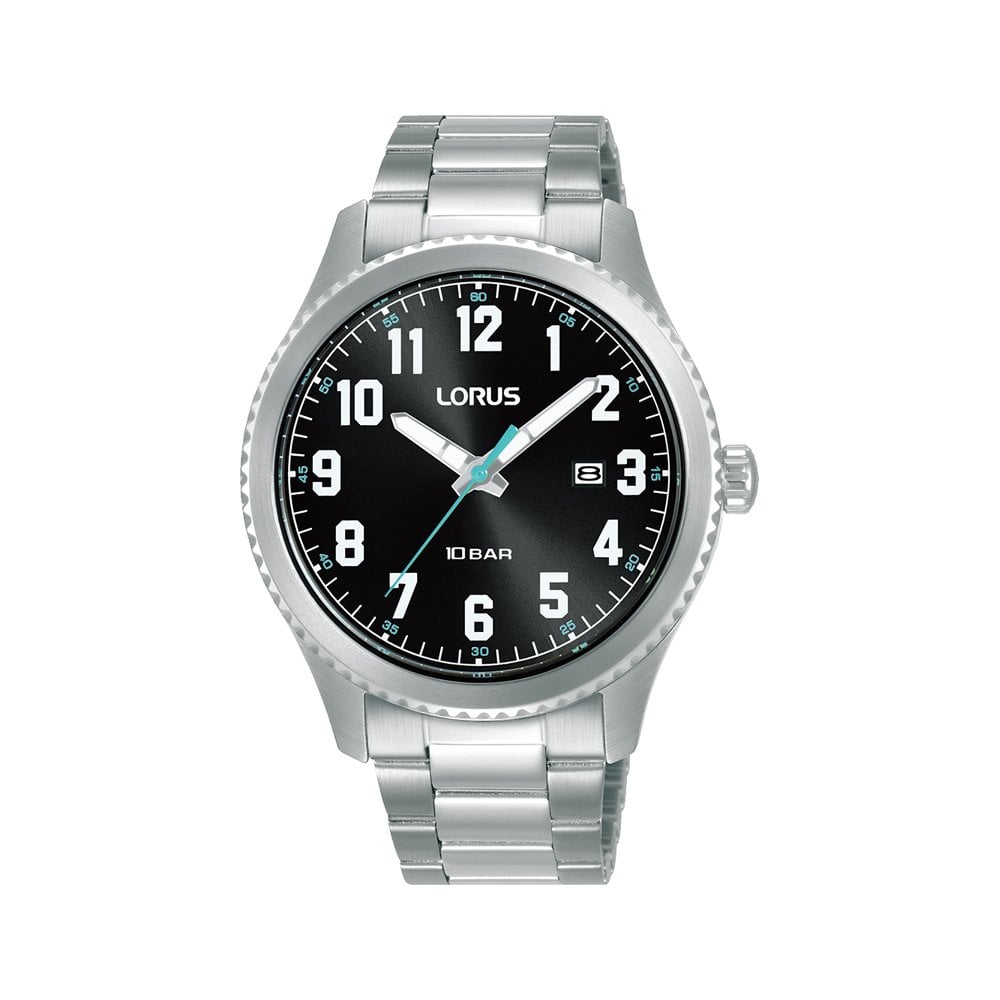 Gents Sport Stainless Steel Black Dial Watch RH979RX9