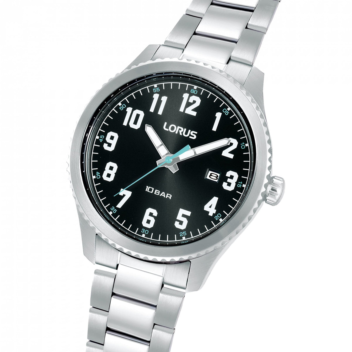 Gents Sport Stainless Steel Black Dial Watch RH979RX9