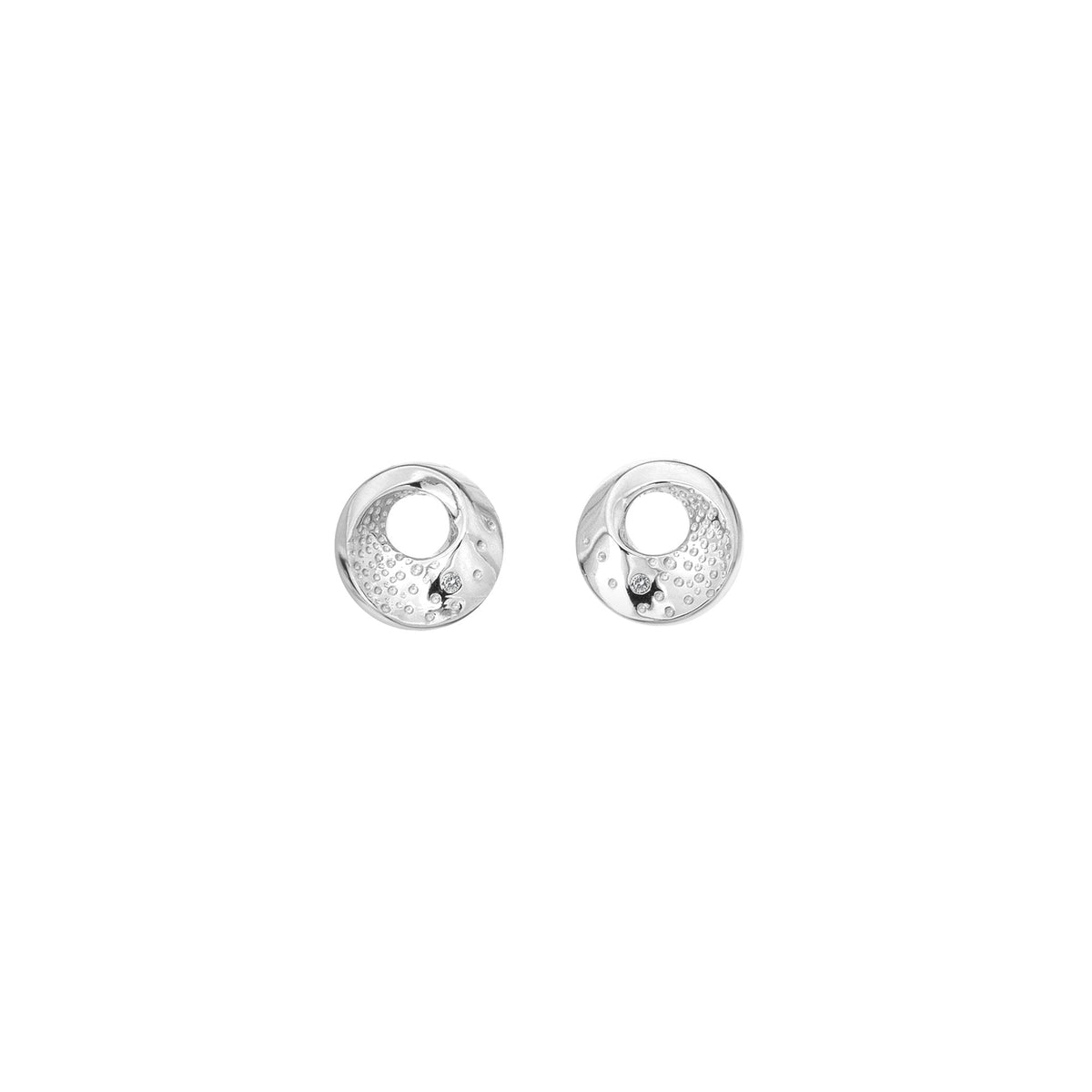 Sterling Silver Ladies Quest Circle Diamond Stud Earrings DE650