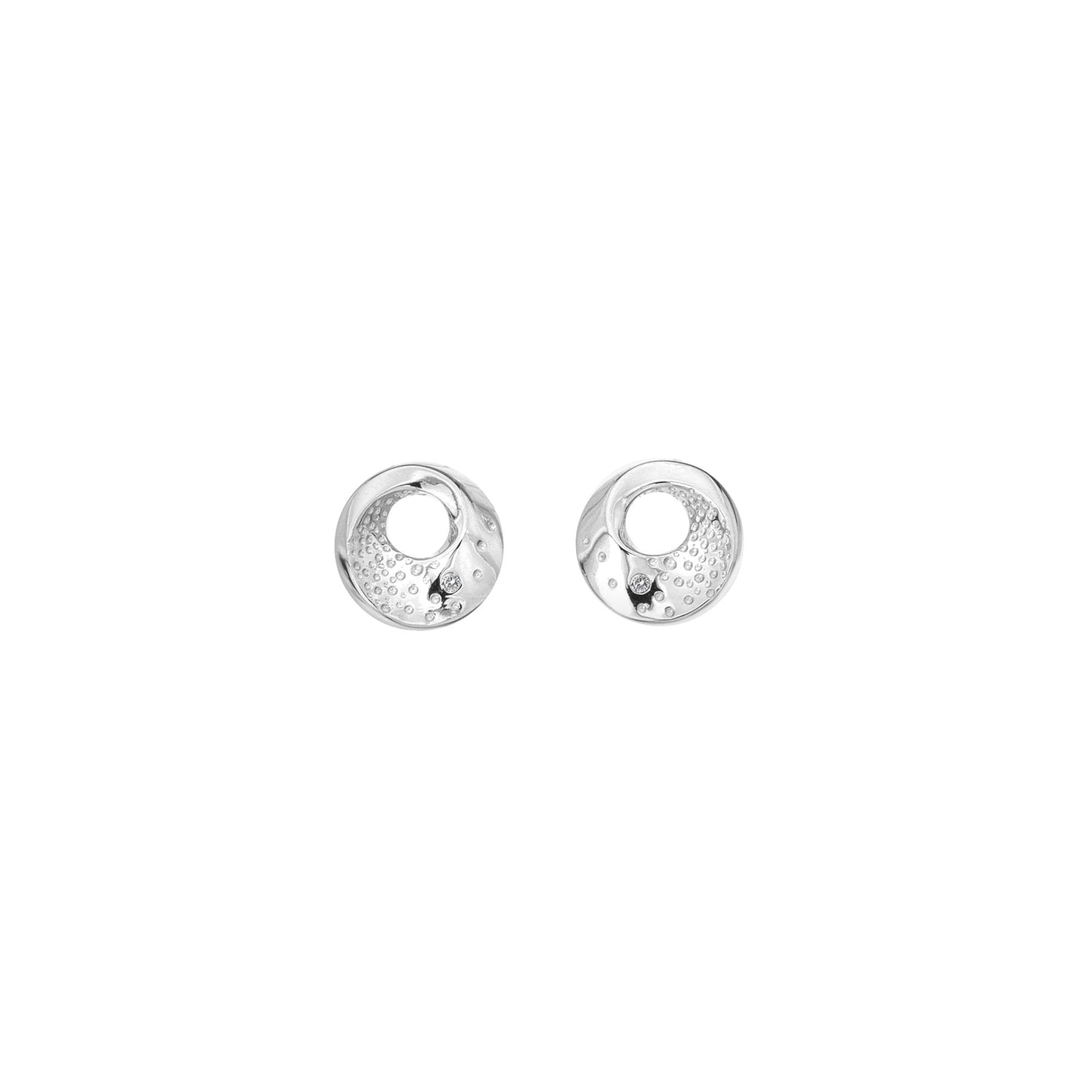 Sterling Silver Ladies Quest Circle Diamond Stud Earrings DE650