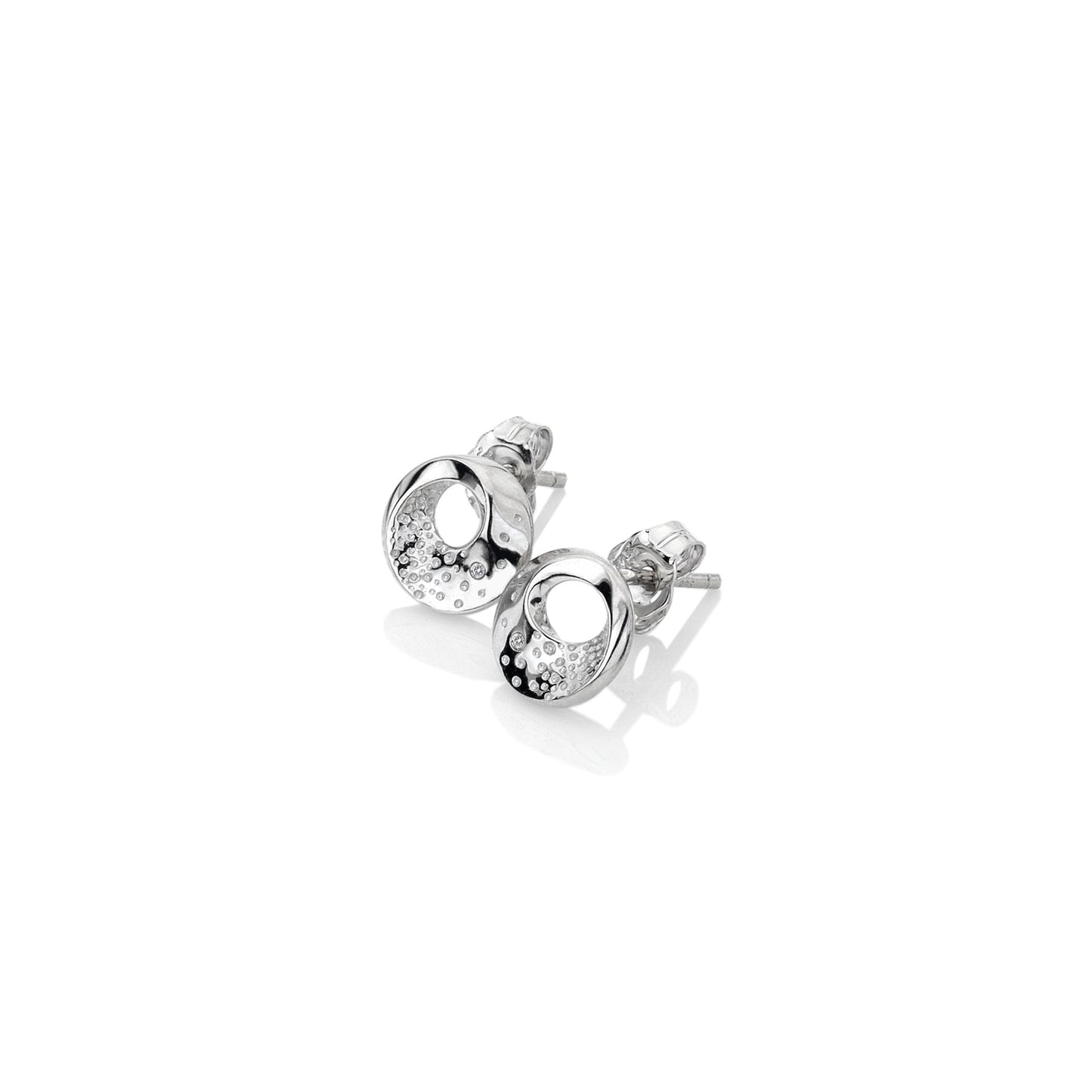 Sterling Silver Ladies Quest Circle Diamond Stud Earrings DE650