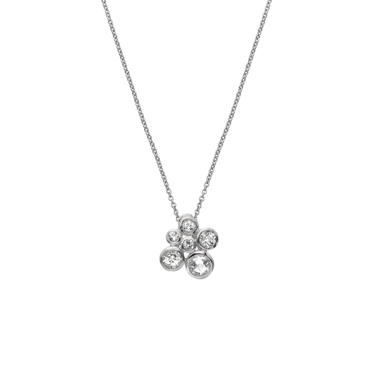Silver White Topaz & Diamond Tender Cluster Pendant DP1083