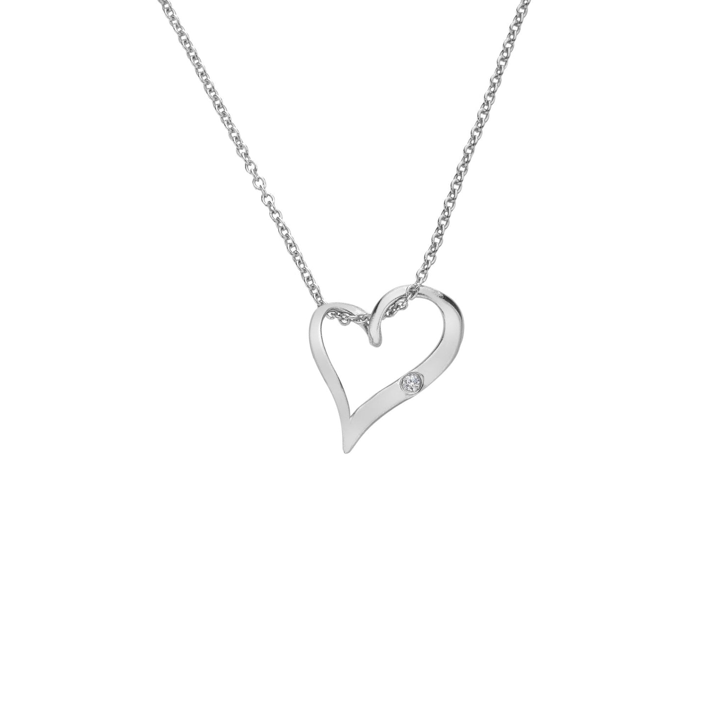 Ladies Sterling Silver Asymmetric Heart Diamond Pendant DP1086