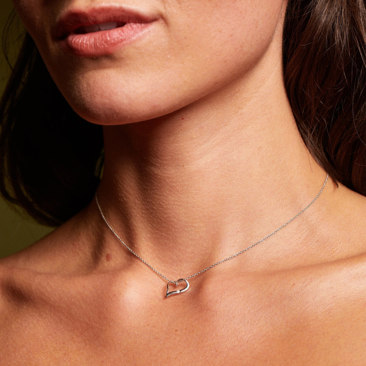 Ladies Sterling Silver Asymmetric Heart Diamond Pendant DP1086