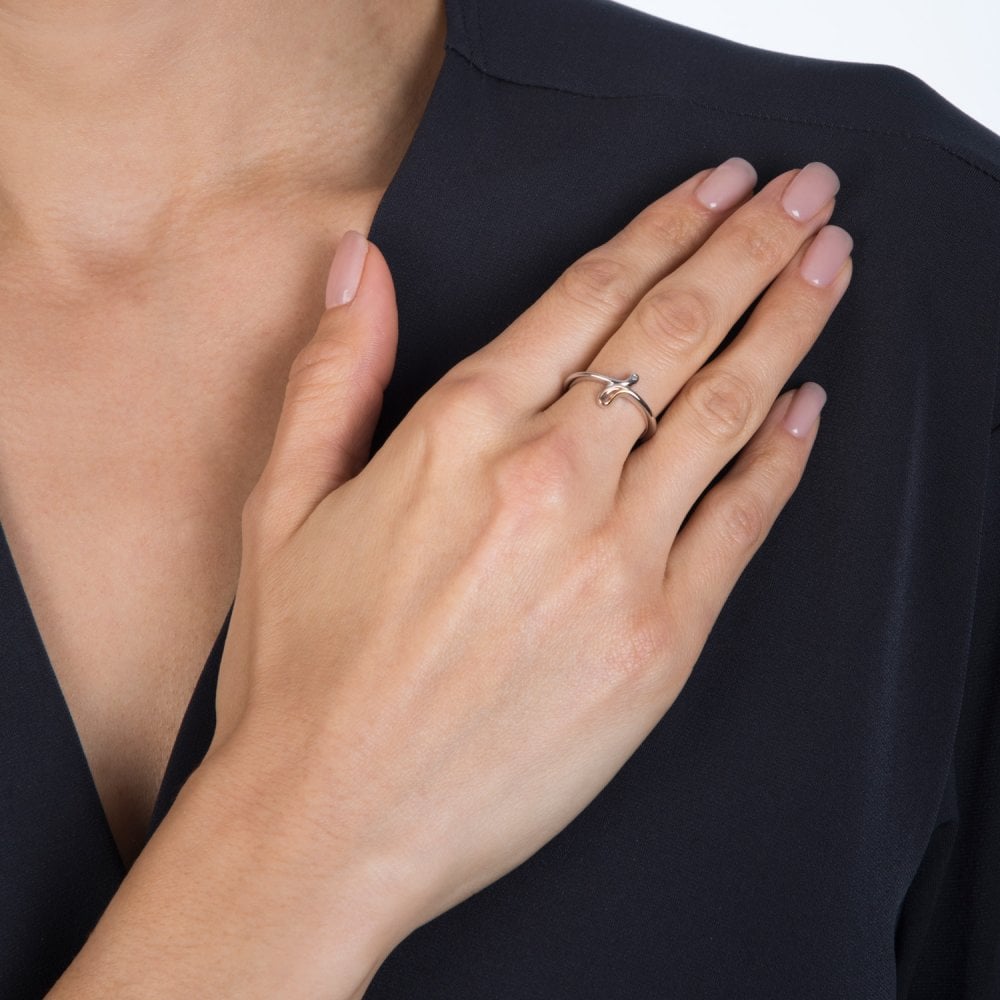 Ladies Sterling Silver Diamond Ring 'Droplets' DR200