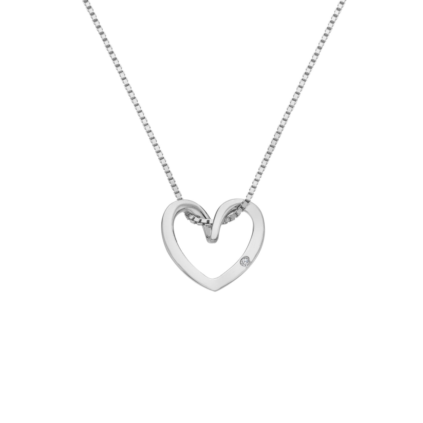 Sterling Silver Ladies Open Heart Diamond Pendant DP1089