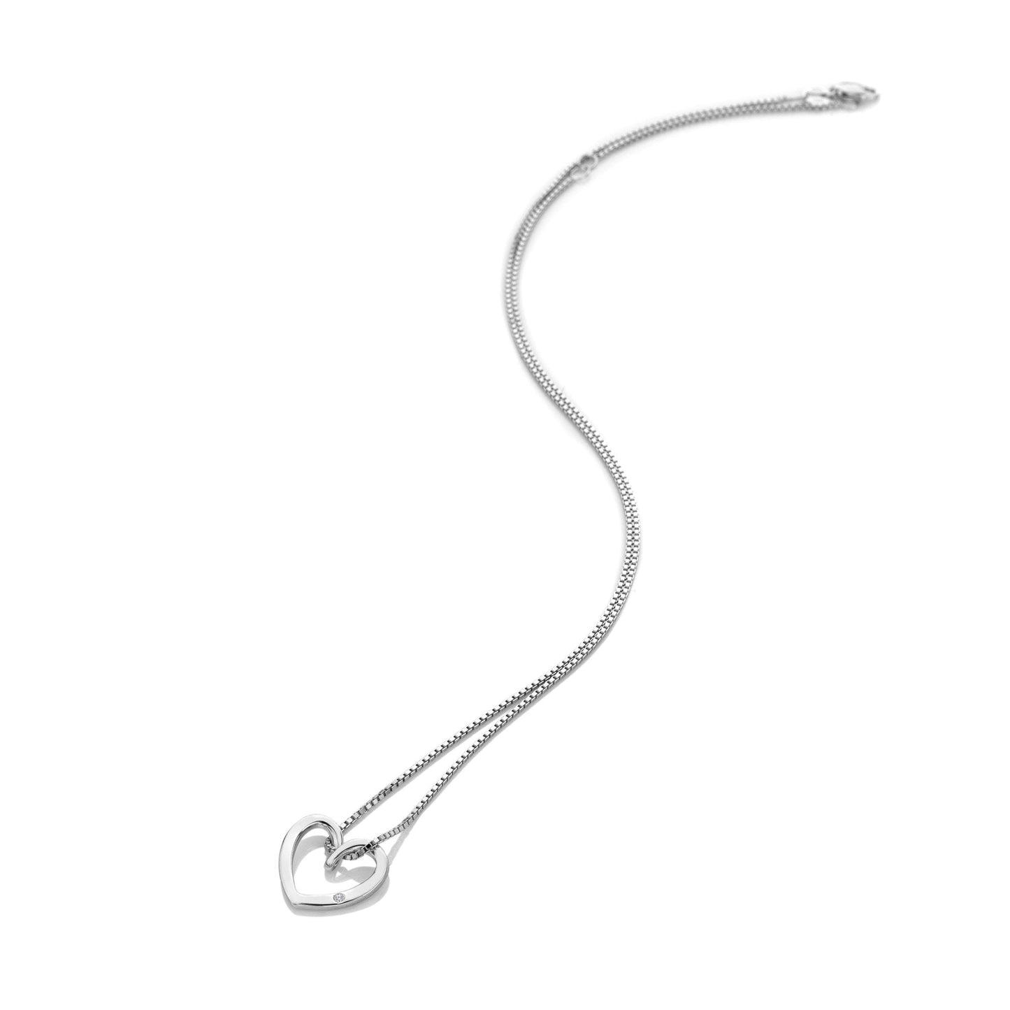 Sterling Silver Ladies Open Heart Diamond Pendant DP1089