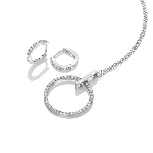 Ladies Silver Constant Circle White Topaz & Diamond Set SS142