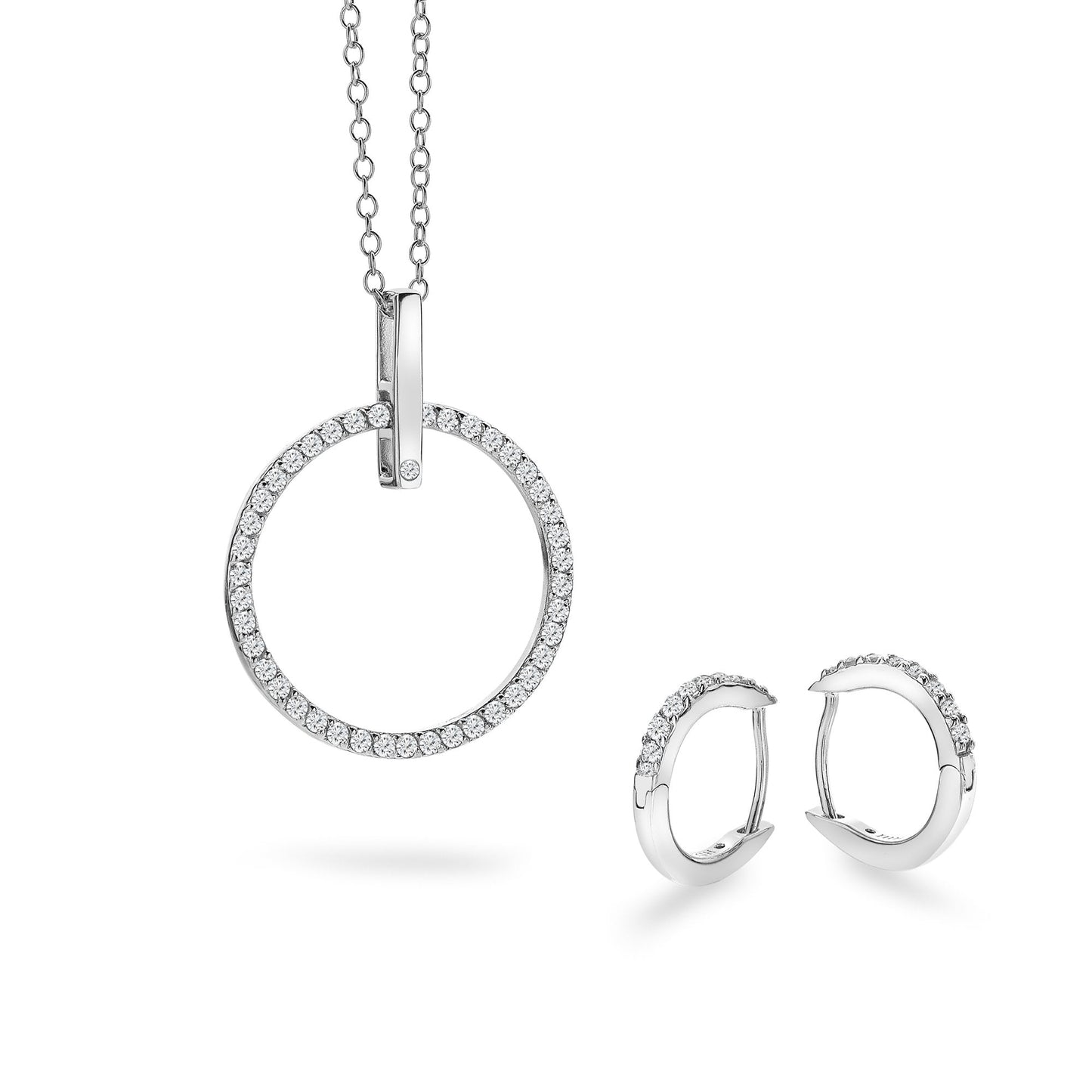 Ladies Silver Constant Circle White Topaz & Diamond Set SS142