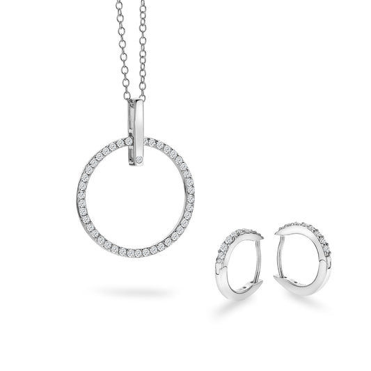 Ladies Silver Constant Circle White Topaz & Diamond Set SS142