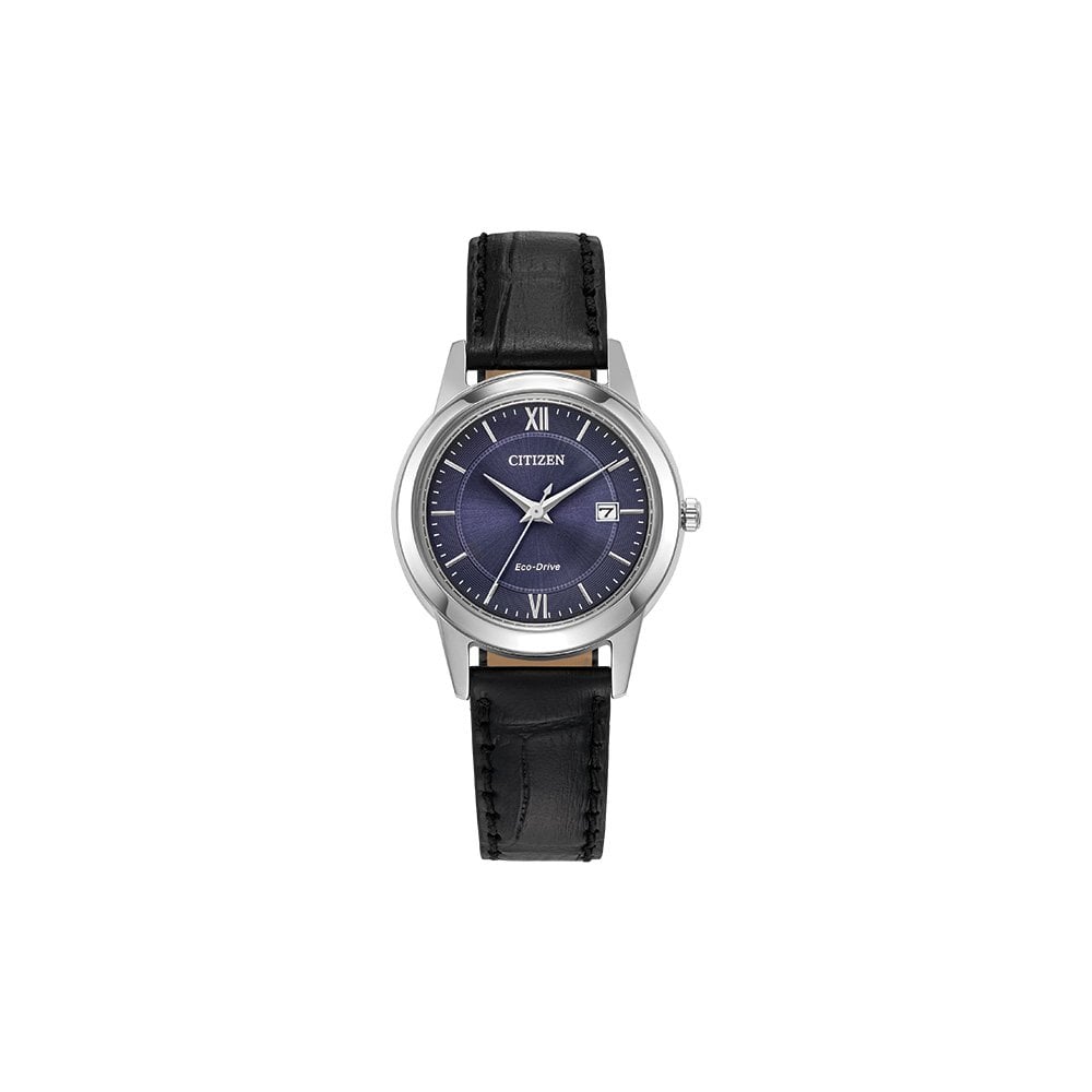 Ladies Steel Eco-Drive Watch on Leather Strap, Date FE1087-01L