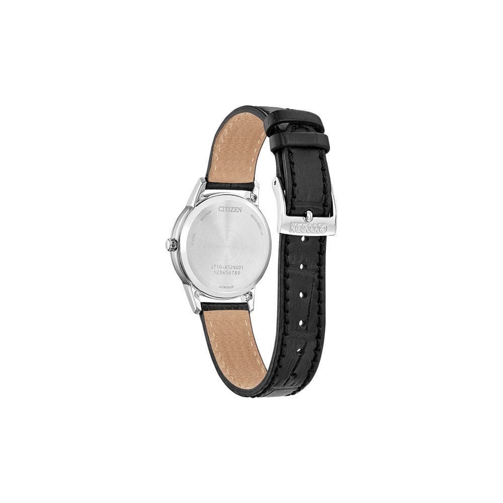 Ladies Steel Eco-Drive Watch on Leather Strap, Date FE1087-01L