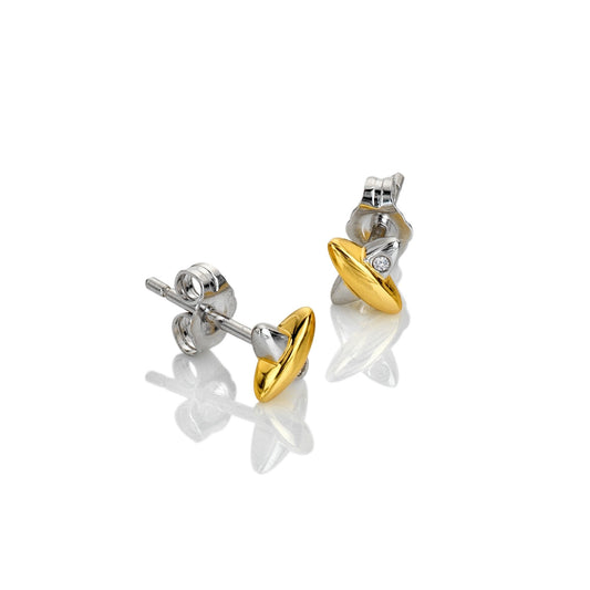 Ladies Silver Coupled Two Together Daimond Stud Earrings DE859